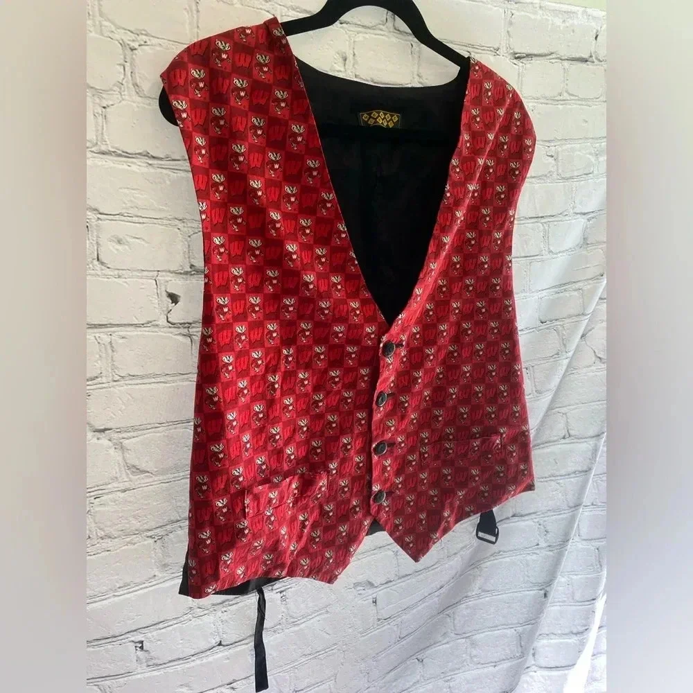 Men’s Vintage UW Madison Wisconsin Bucky Badger Button‎ Up Vest 80s 90s